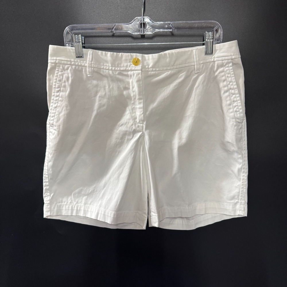 TALBOTS Women's Relaxed Chino Short Size 8 White‎ Stretch Preppy Soft Cotton